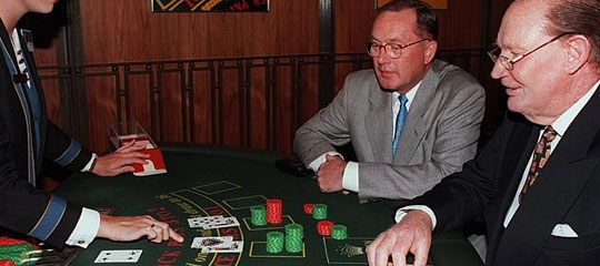Lloyd Williams and at a blackjack table at Crown Casino