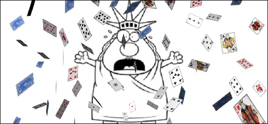 Blackjack in New York Statue of Liberty cards falling